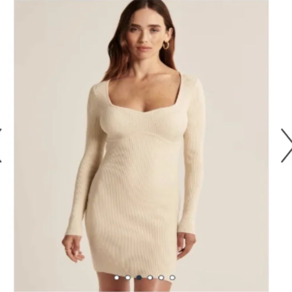 Abercrombie & Fitch Long-Sleeve Corset Mini Sweater Dress Size L NWT